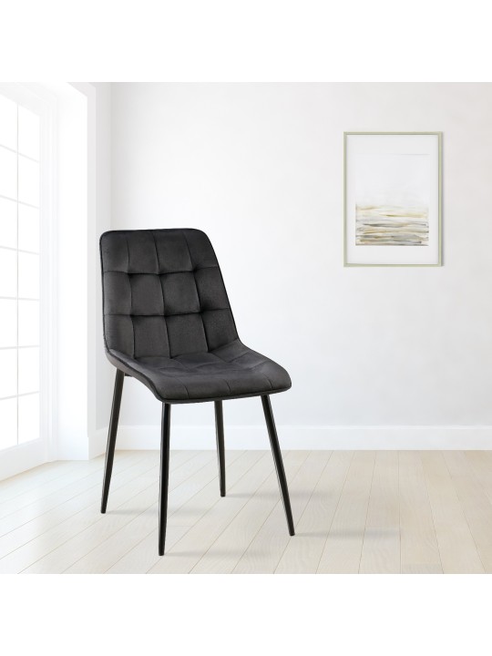 Silla de comedor de terciopelo Gifford, negro