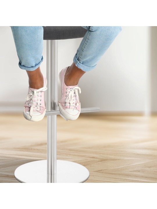 Conjunto de 2 taburetes de bar Cádiz tela acero inoxidable, gris oscuro