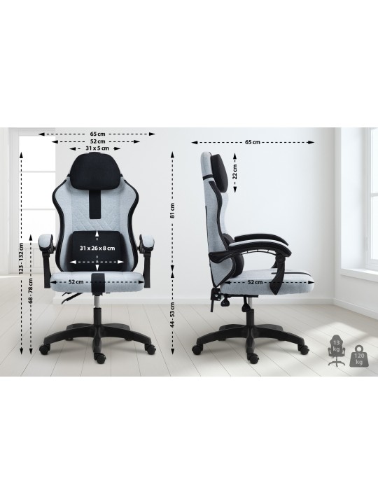 Silla de oficina tela Miltona, gris/negro