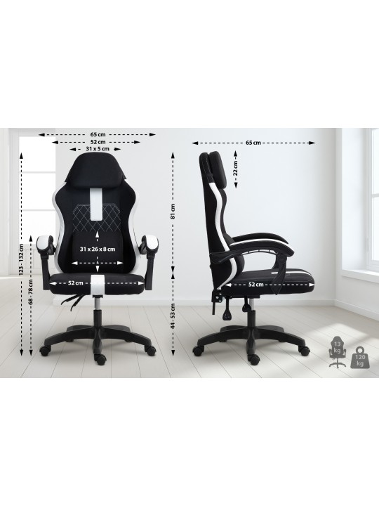 Silla de oficina tela Miltona, negro/blanco