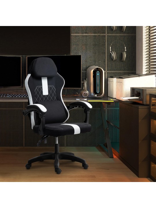 Silla de oficina tela Miltona, negro/blanco