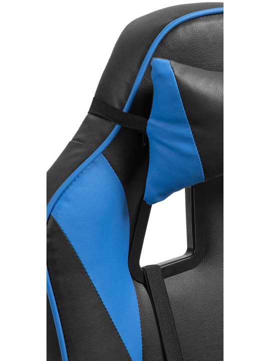 Silla de oficina Orkney de piel sintética, negro/azul