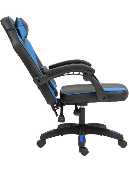 Silla de oficina Orkney de piel sintética, negro/azul