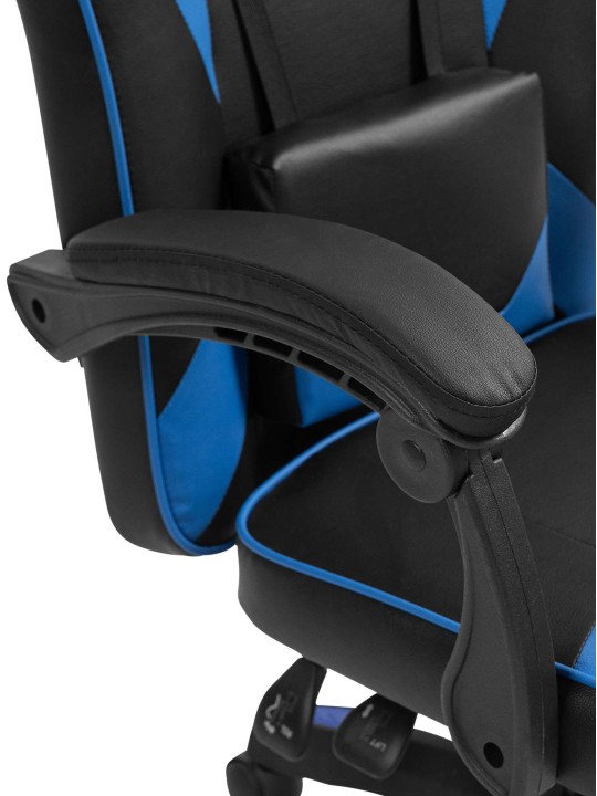 Silla de oficina Orkney de piel sintética, negro/azul