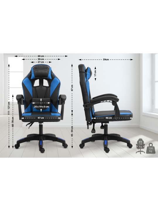 Silla de oficina Orkney de piel sintética, negro/azul