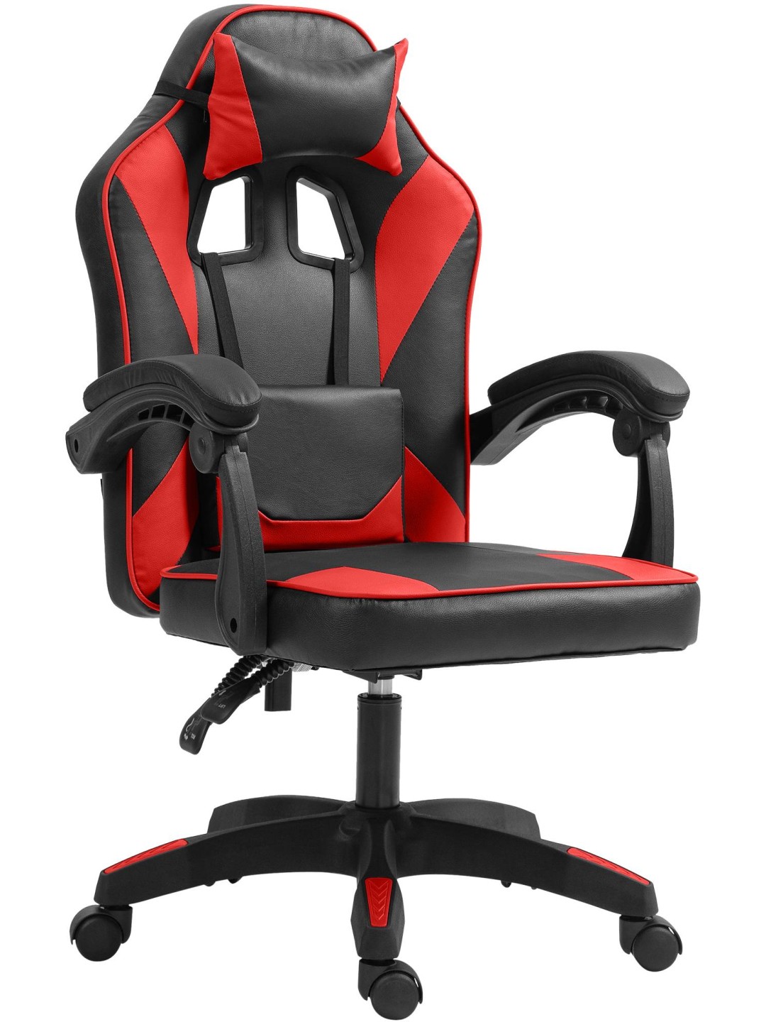 Silla de oficina Orkney de piel sintética, negro/rojo