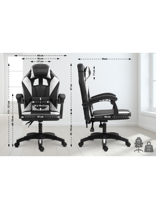 Silla de oficina Orkney de piel sintética, negro/blanco