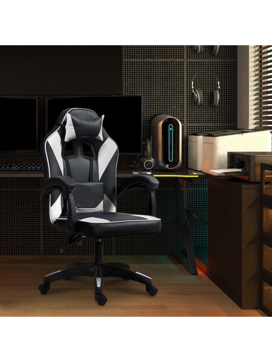 Silla de oficina Orkney de piel sintética, negro/blanco