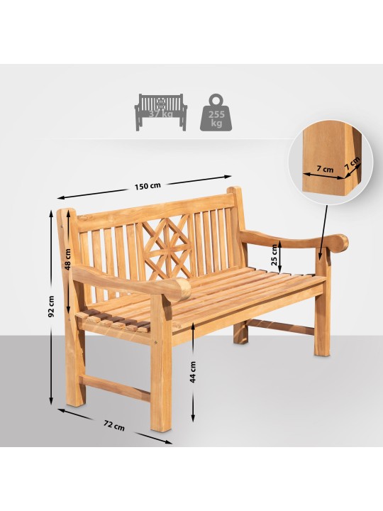 Banco de teca Florida 150 cm, teca Banco de teca Florida 150 cm, teca