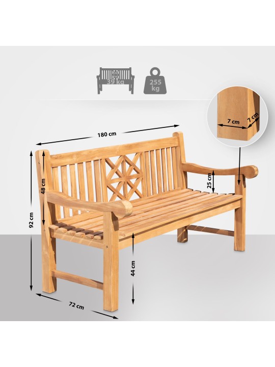 Banco de teca Florida 180 cm, teca Banco de teca Florida 180 cm, teca