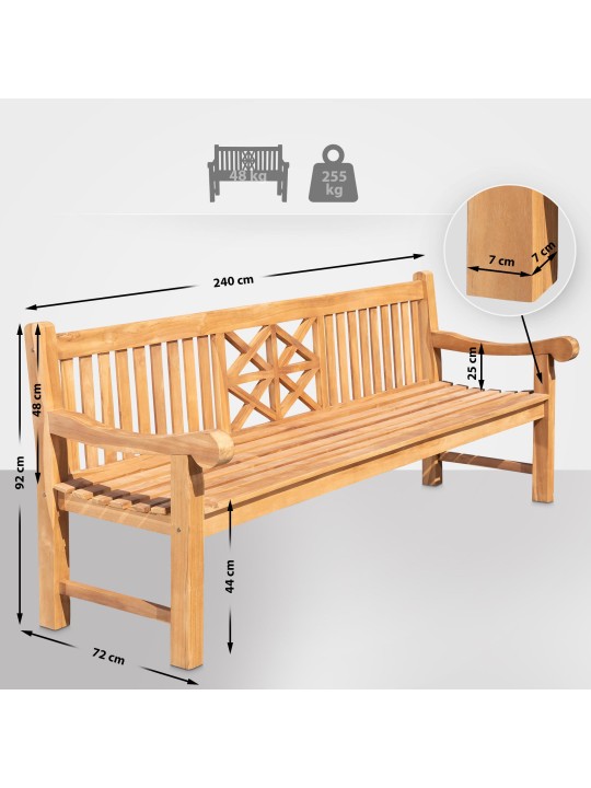 Banco de teca Florida 240 cm, teca Banco de teca Florida 240 cm, teca