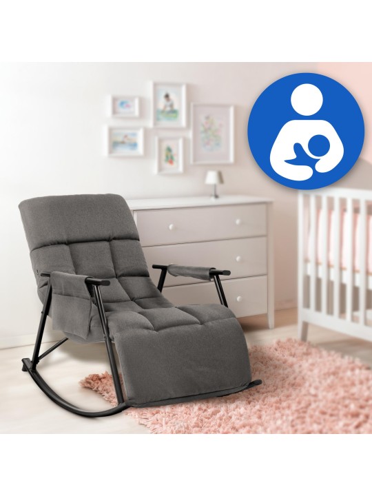 Mecedora Cathy tela, gris oscuro