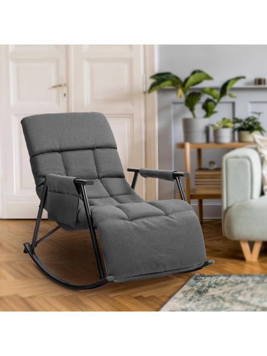 Mecedora Cathy tela, gris oscuro