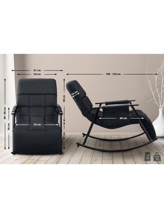 Mecedora Cathy tela, negro Mecedora Cathy tela, negro