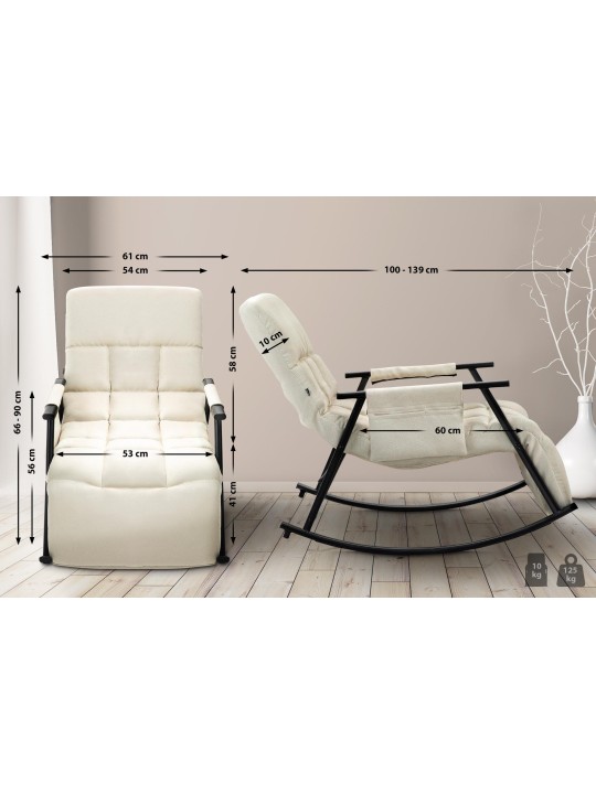 Mecedora Cathy tela, crema