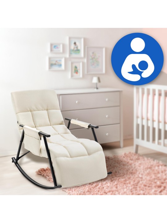 Mecedora Cathy tela, crema