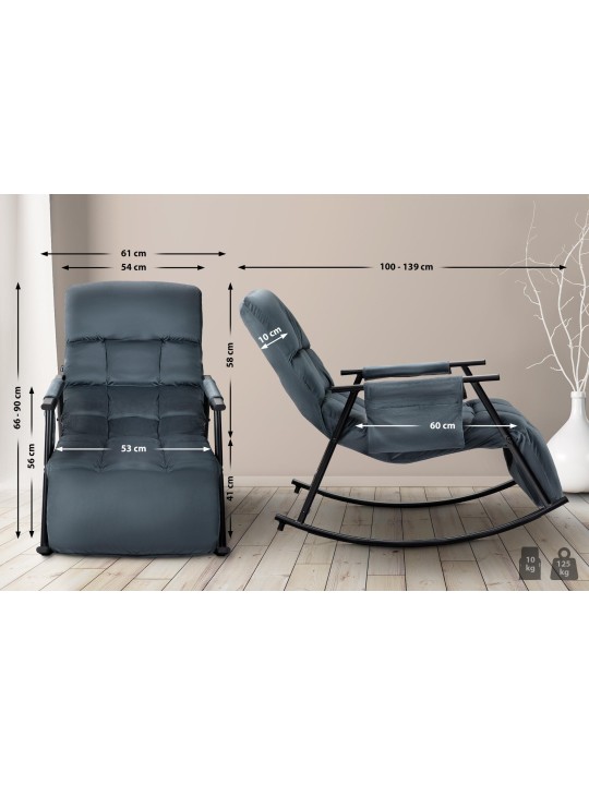 Mecedora Cathy terciopelo, gris oscuro Mecedora Cathy terciopelo, gris oscuro