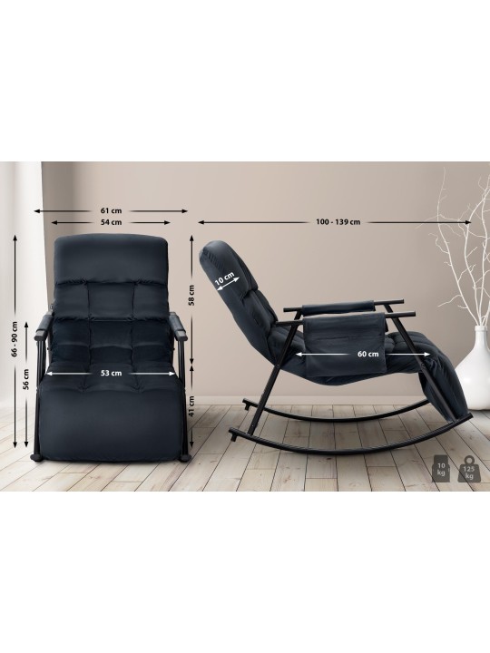 Mecedora Cathy terciopelo, negro Mecedora Cathy terciopelo, negro