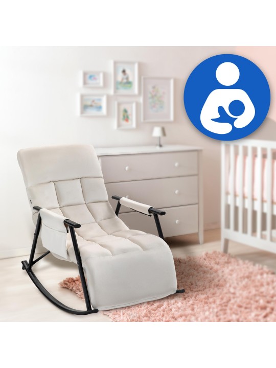 Mecedora Cathy terciopelo, crema