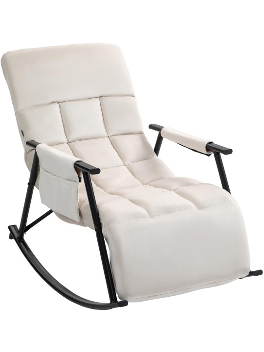 Mecedora Cathy terciopelo, crema