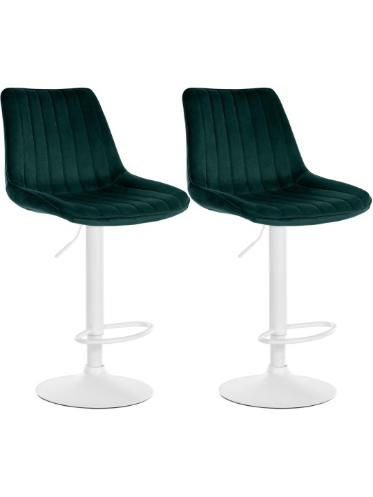 Juego de 2 taburetes de bar Toni terciopelo, verde