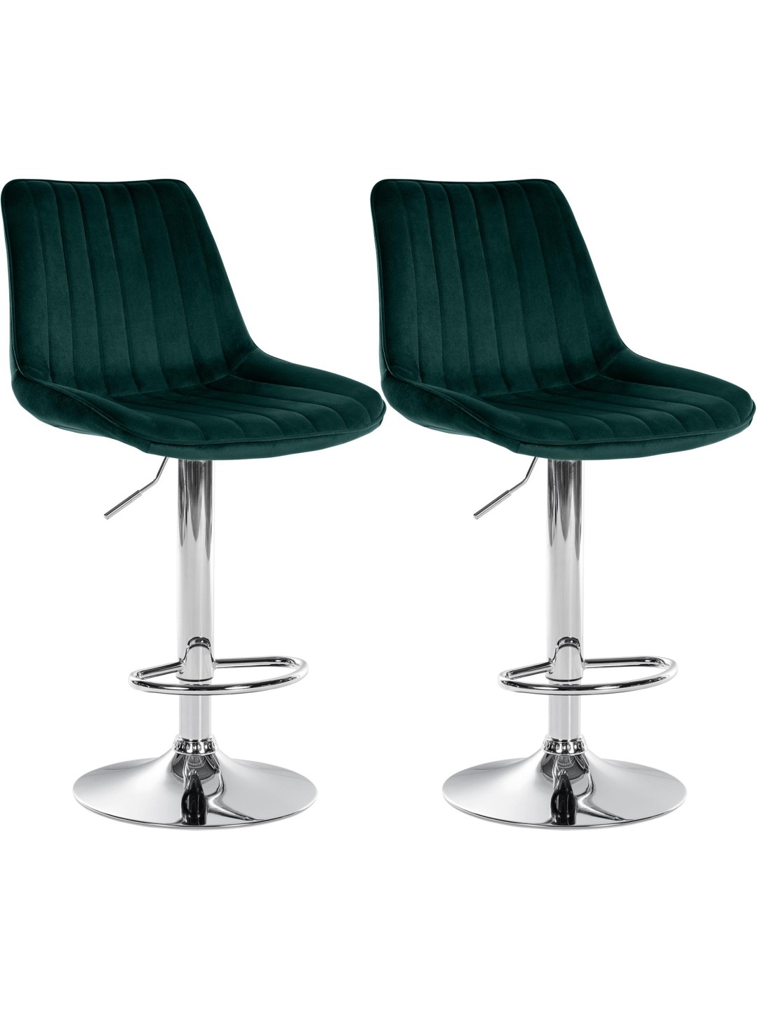 Juego de 2 taburetes de bar Toni terciopelo cromado, verde