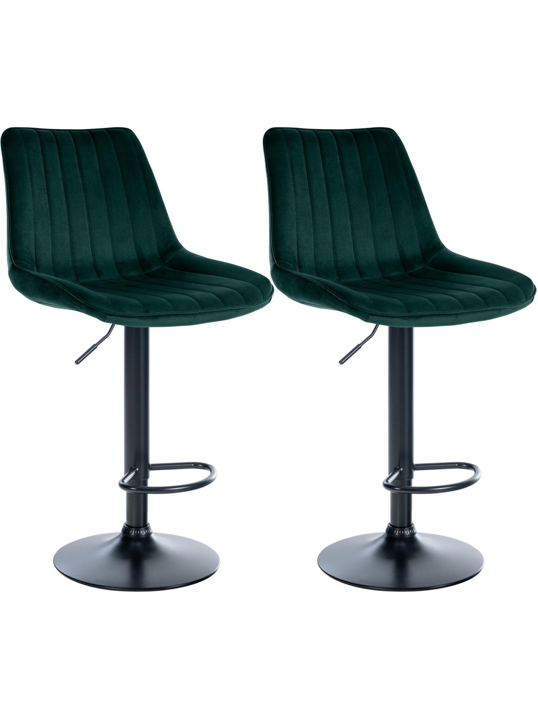 Juego de 2 taburetes de bar Toni terciopelo, verde