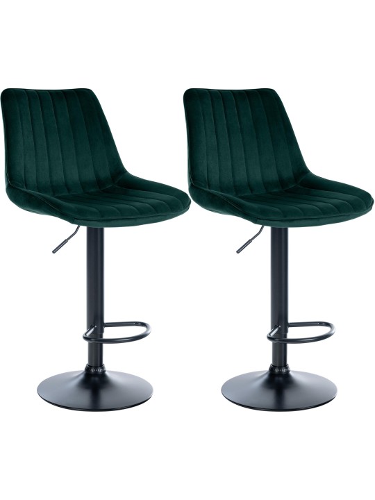 Juego de 2 taburetes de bar Toni terciopelo, verde Juego de 2 taburetes de bar Toni terciopelo, verde