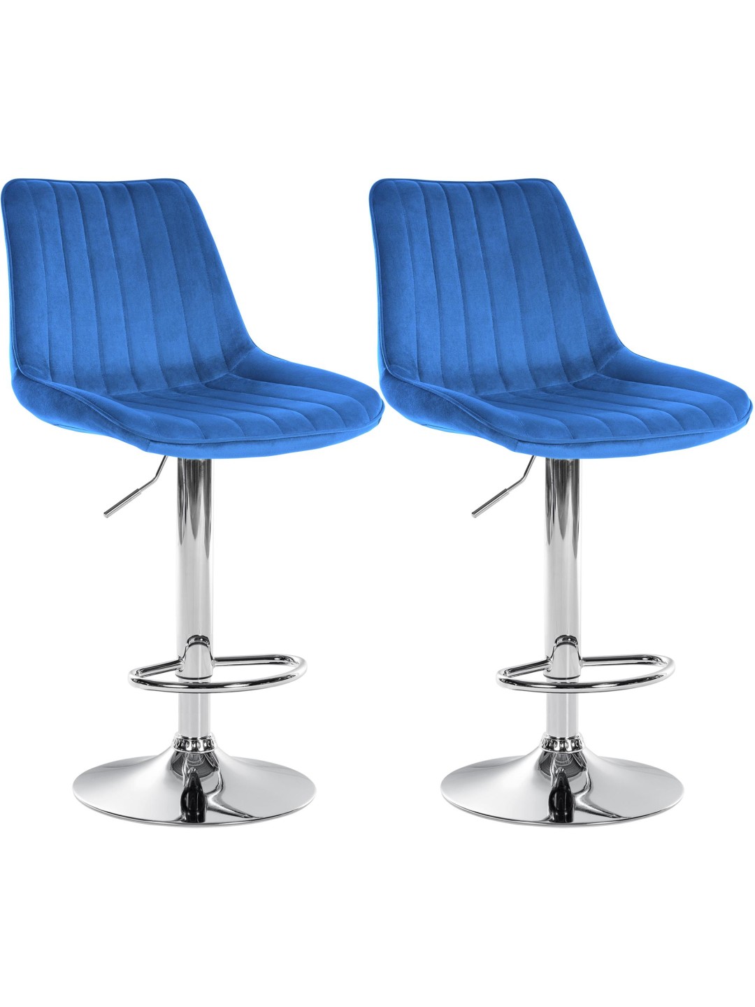 Juego de 2 taburetes de bar Toni terciopelo cromado, azul