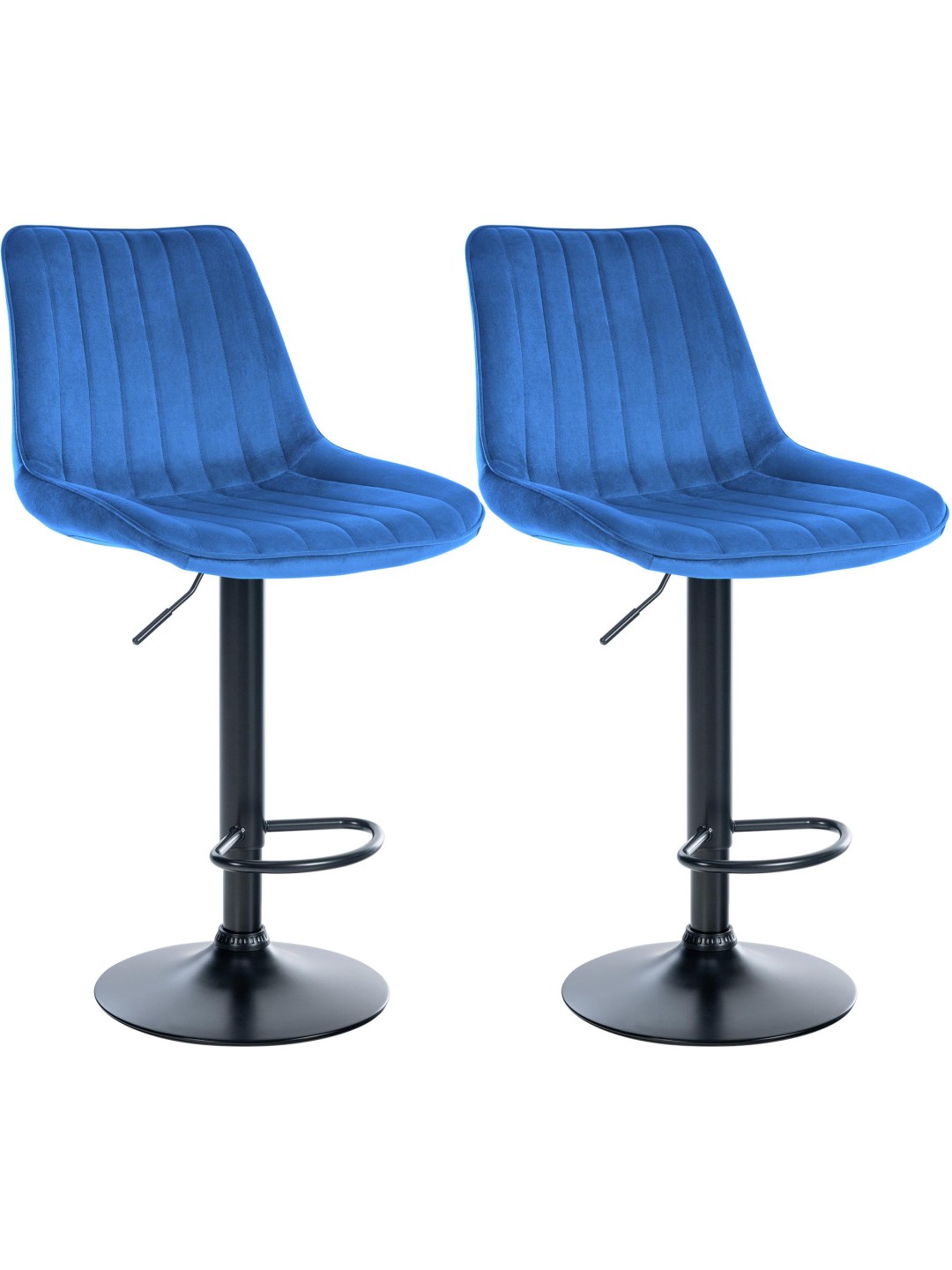 Juego de 2 taburetes de bar Toni terciopelo, azul