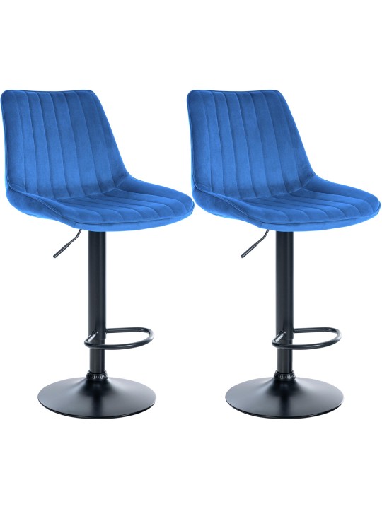 Juego de 2 taburetes de bar Toni terciopelo, azul Juego de 2 taburetes de bar Toni terciopelo, azul