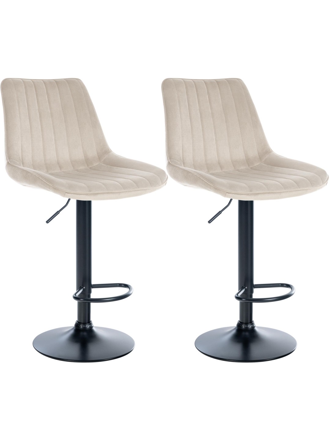 Juego de 2 taburetes de bar Toni terciopelo, crema