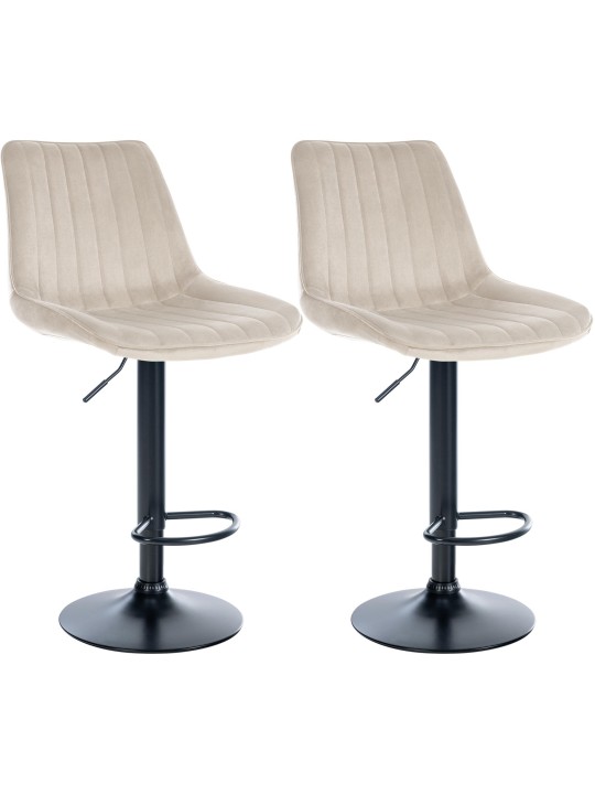 Juego de 2 taburetes de bar Toni terciopelo, crema