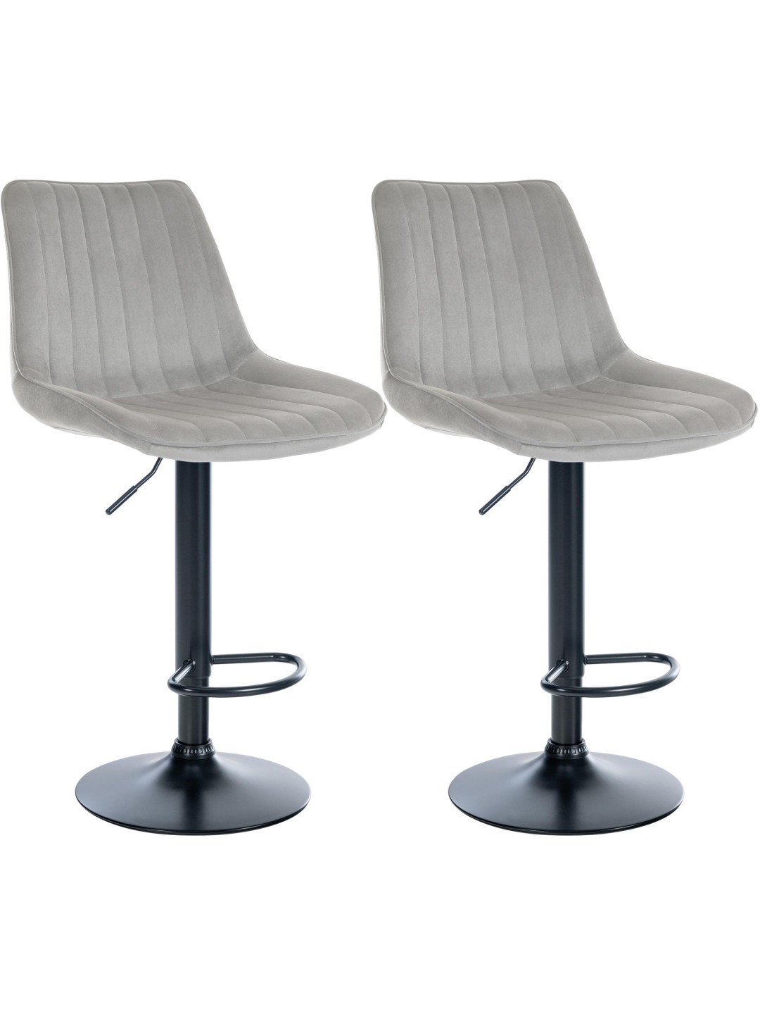Juego de 2 taburetes de bar Toni terciopelo, gris