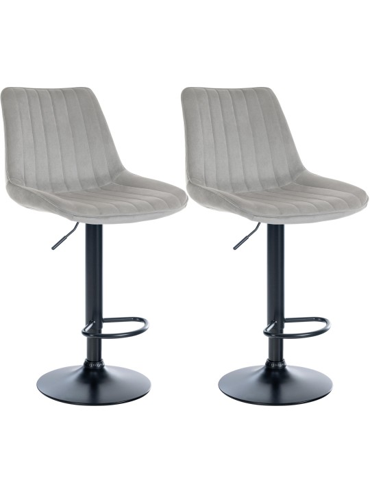 Juego de 2 taburetes de bar Toni terciopelo, gris Juego de 2 taburetes de bar Toni terciopelo, gris