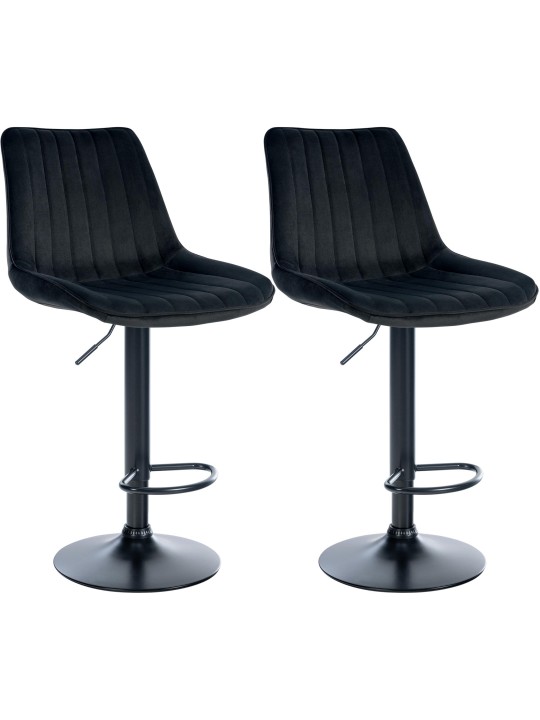 Juego de 2 taburetes de bar Toni terciopelo, negro Juego de 2 taburetes de bar Toni terciopelo, negro
