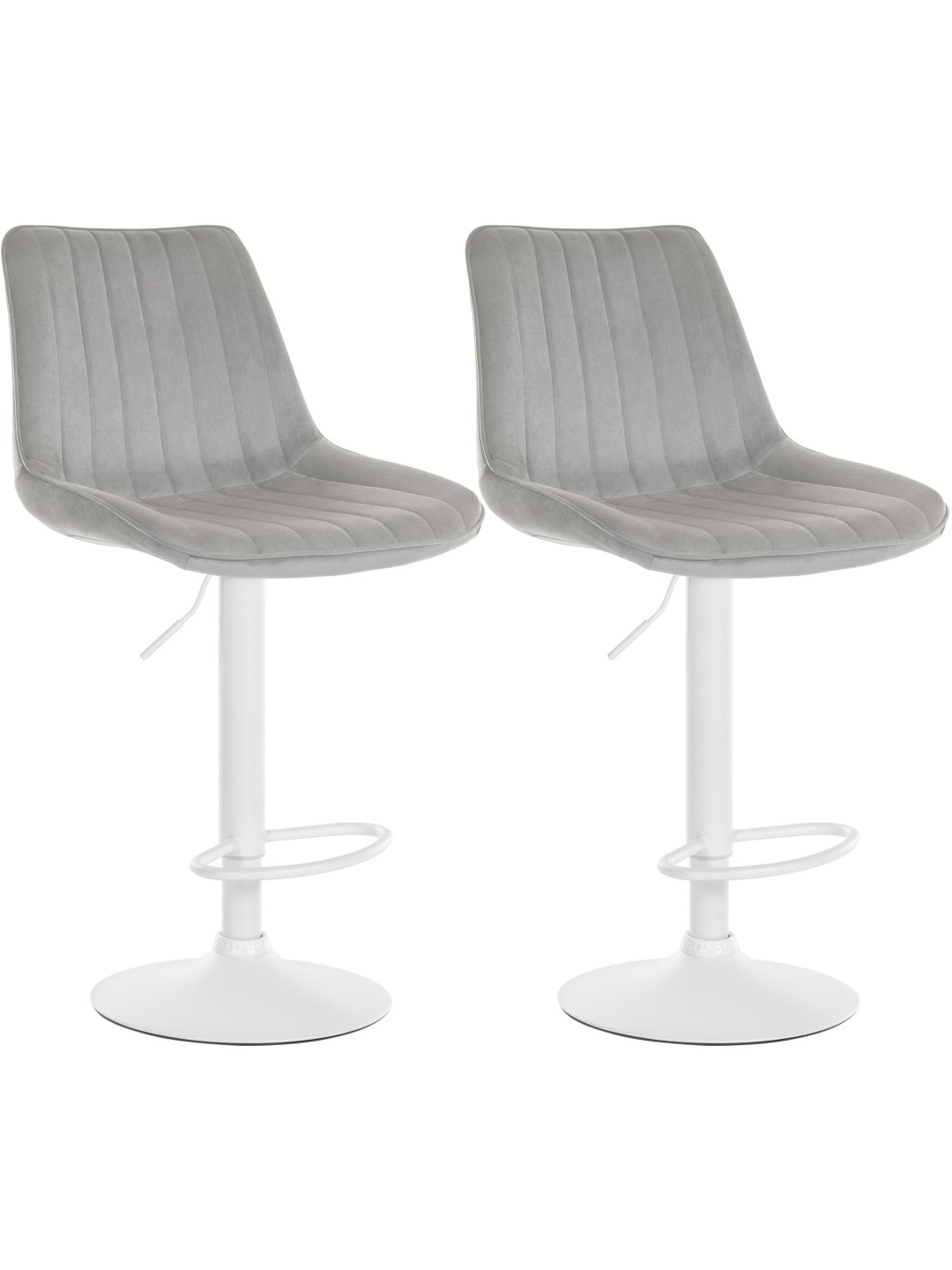 Juego de 2 taburetes de bar Toni terciopelo, gris