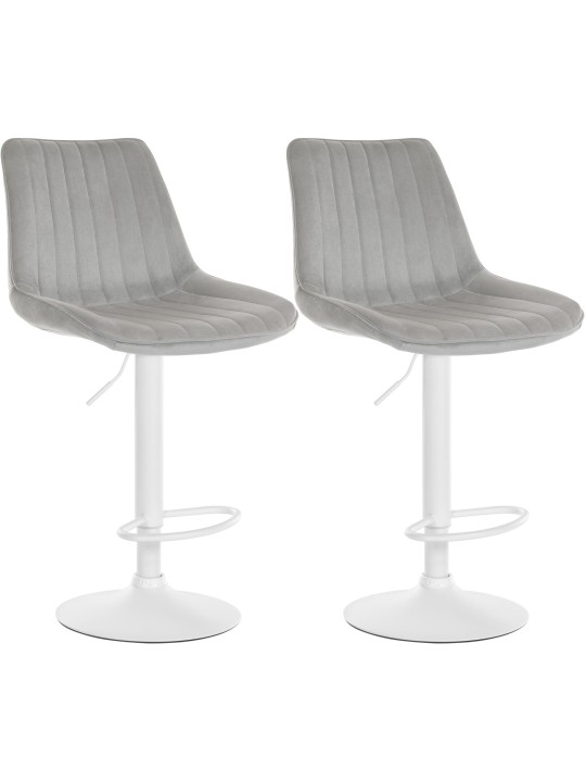 Juego de 2 taburetes de bar Toni terciopelo, gris
