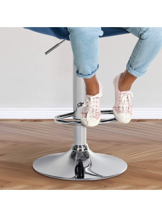 Taburete de bar Braga terciopelo cromado, azul