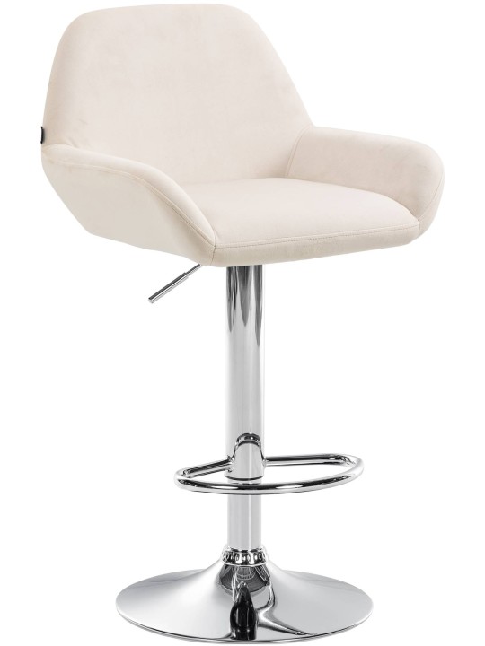 Taburete de bar Braga terciopelo cromado, crema