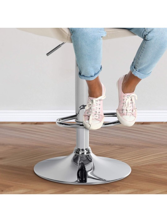 Taburete de bar Braga terciopelo cromado, crema