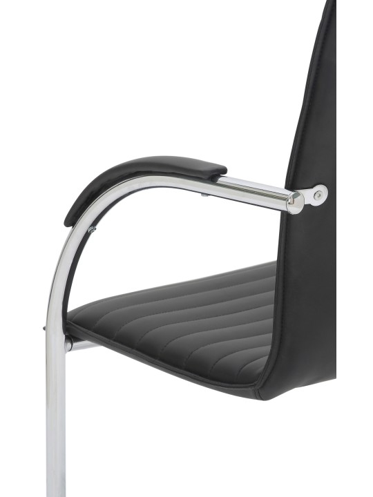 Silla de visita Tira cuero artificial, negro Silla de visita Tira cuero artificial, negro