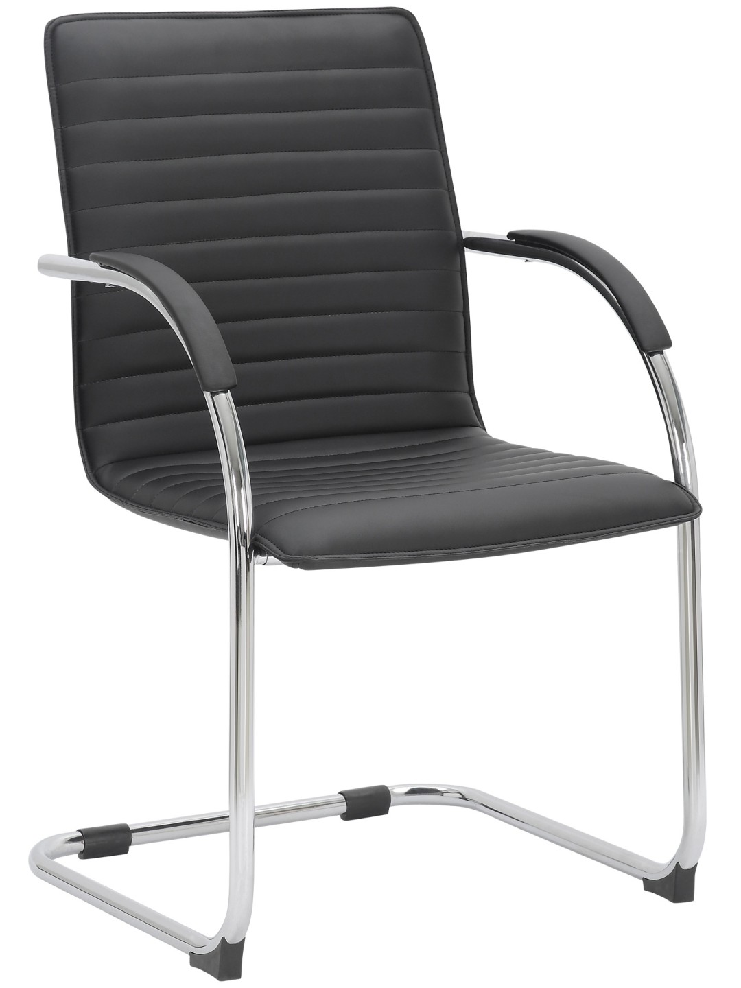 Silla de visita Tira cuero artificial, negro