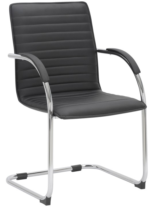 Silla de visita Tira cuero artificial, negro Silla de visita Tira cuero artificial, negro