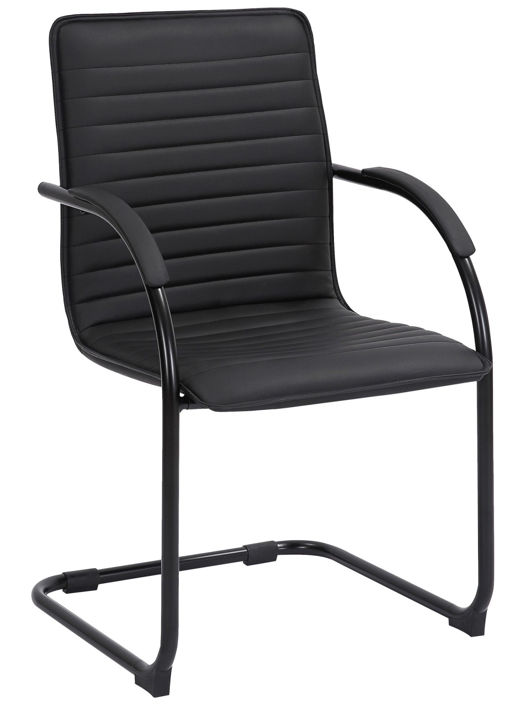 Silla de visita Tira cuero artificial, negro/negro