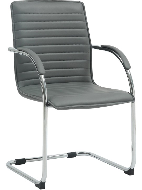 Silla de visita Tira cuero artificial, gris Silla de visita Tira cuero artificial, gris