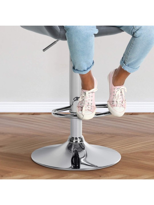 Juego de 2 taburetes de bar Braga terciopelo cromado, gris oscuro Juego de 2 taburetes de bar Braga terciopelo cromado, gris oscuro