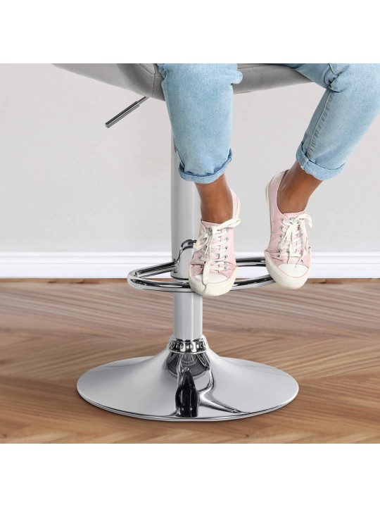 Juego de 2 taburetes de bar Braga terciopelo cromado, gris Juego de 2 taburetes de bar Braga terciopelo cromado, gris