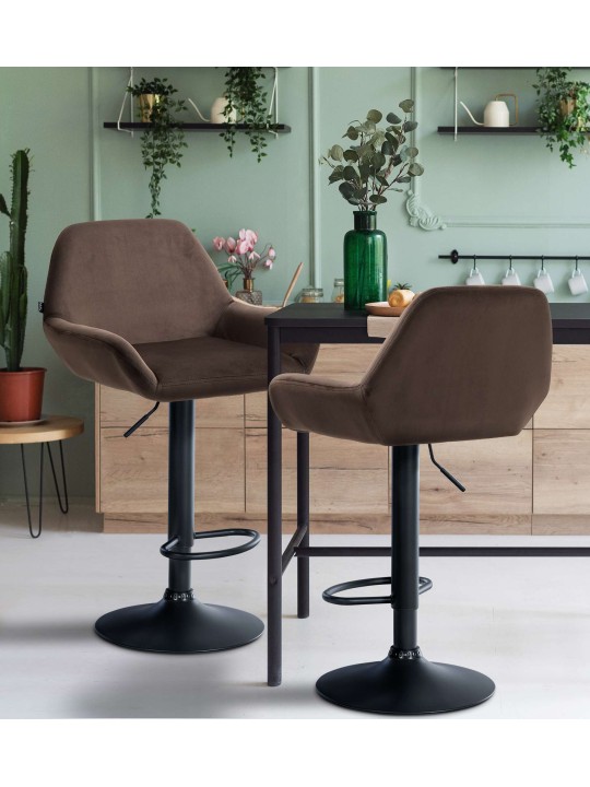 Juego de 2 taburetes de bar Braga terciopelo, marrón Juego de 2 taburetes de bar Braga terciopelo, marrón