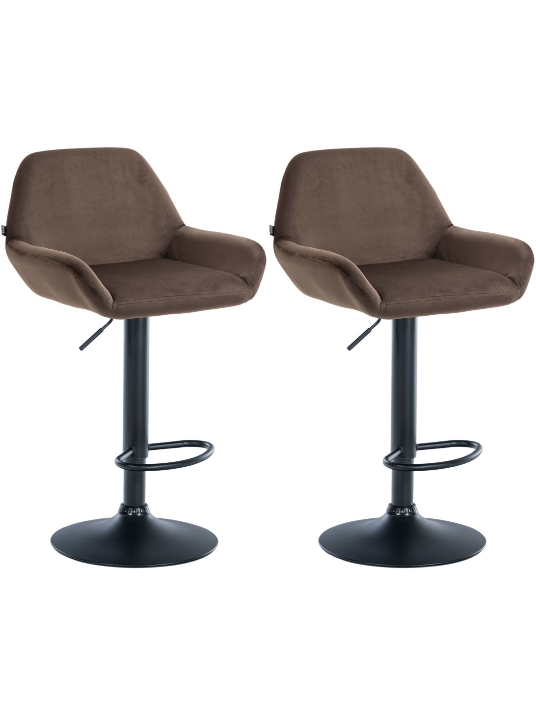Juego de 2 taburetes de bar Braga terciopelo, marrón